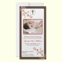 Cherry Blossoms Baptism Announcement (red) photo cards