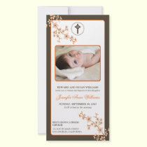 Cherry Blossoms Baptism Announcement (tangerine) photo cards