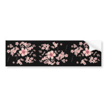 japan, japanese, ninja, samurai, sakura, nippon, asia, cherry-blossom, illustration, graphic, flower, vintage, fujiya, art, oriental, pink, pop, cute, pretty, Bumper Sticker with custom graphic design