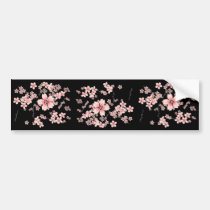 japan, japanese, ninja, samurai, sakura, nippon, asia, cherry-blossom, illustration, graphic, flower, vintage, fujiya, art, oriental, pink, pop, cute, pretty, Bumper Sticker with custom graphic design