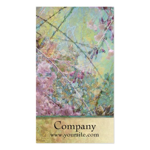 Cherry Blossoms Collage Business Card Template (front side)