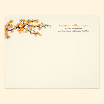 Cherry Blossoms Custom Flat Note Cards (orange) invitations