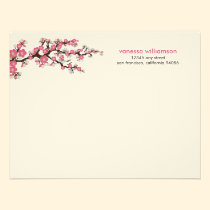 Cherry Blossoms Custom Flat Note Cards (pink) invitations