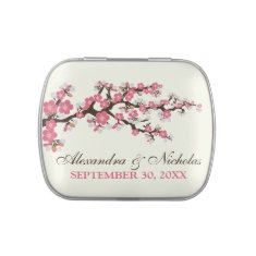 Cherry Blossoms Custom Wedding Favor Tins (pink) Candy Tins