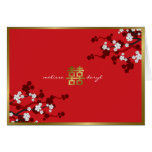 Cherry Blossoms Double Happiness Chinese Wedding cards