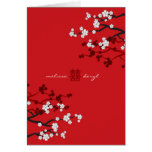 Cherry Blossoms Double Happiness Chinese Wedding cards