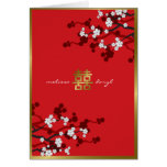 Cherry Blossoms Double Happiness Chinese Wedding cards