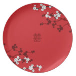 Cherry Blossoms Double Happiness Chinese Wedding plates