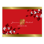 Cherry Blossoms Double Happiness Chinese Wedding postcards