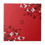 Cherry Blossoms Double Happiness Chinese Wedding tiles