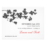 Cherry Blossoms in Black Save The Date Invitation
