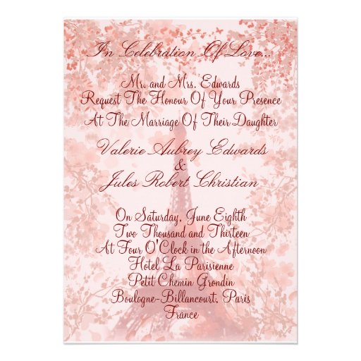 Cherry Blossoms In Paris Wedding Invitation