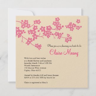 Cherry Blossoms in Pink and Ivory zazzle_invitation