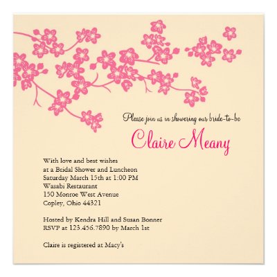 Cherry Blossoms in Pink and Ivory Personalized Invitation