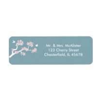 Cherry Blossoms on blue address label