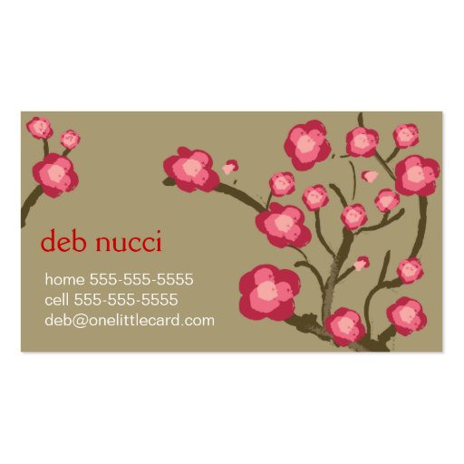 Cherry Blossoms on Khaki Business Card (front side)