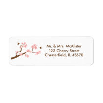 Cherry Blossoms on white address label