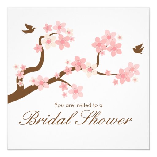 Cherry Blossoms on white Bridal Shower Invite