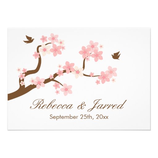 Cherry Blossoms on white Landscape Invite