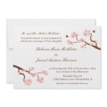 Cherry Blossoms on white Landscape Invite
