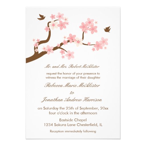 Cherry Blossoms on White Personalized Invitation