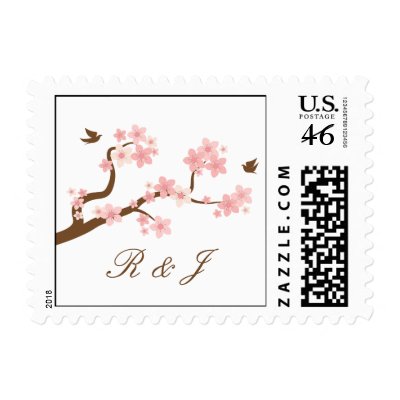 Cherry Blossoms Pink/White with initials stamp