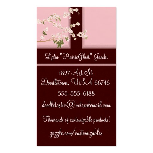 Cherry Blossoms Profile Card Business Card Template (front side)