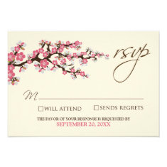 Cherry Blossoms RSVP Card (pink) Personalized Invite