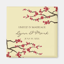 Cherry Blossoms Sakura Flowers Tree Save The Date Magnet