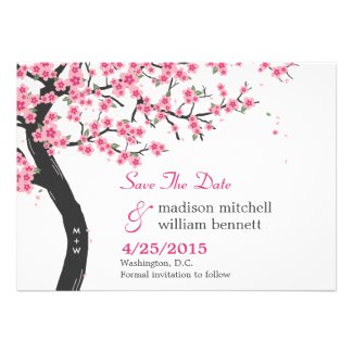 Cherry Blossoms Save The Date Card Custom Announcements