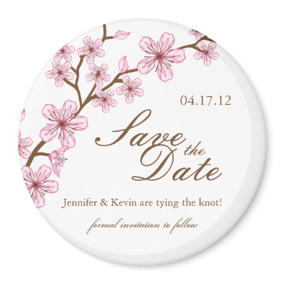 Cherry Blossoms Save the Date Wedding Magnet