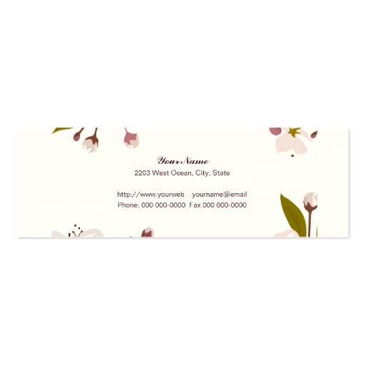 Cherry Blossoms Skinny Indestructible Business Business Cards (back side)