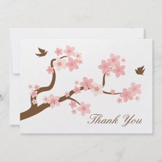 Cherry Blossoms Thank You Note Announcement