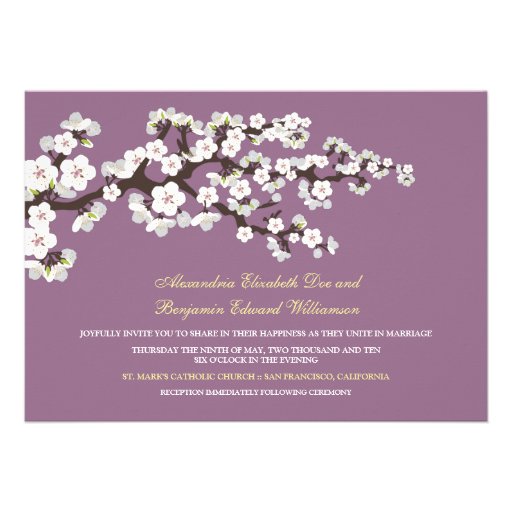 Cherry Blossoms Wedding Invitation (lavender)