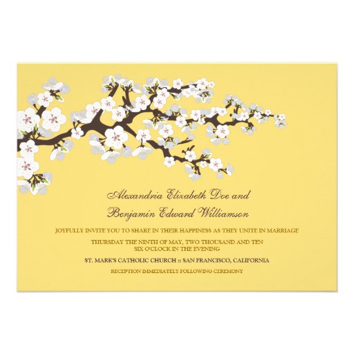 Cherry Blossoms Wedding Invitation (lemon)