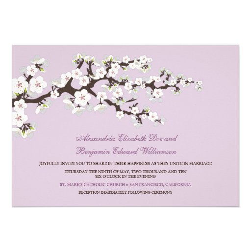 Cherry Blossoms Wedding Invitation (lilac)