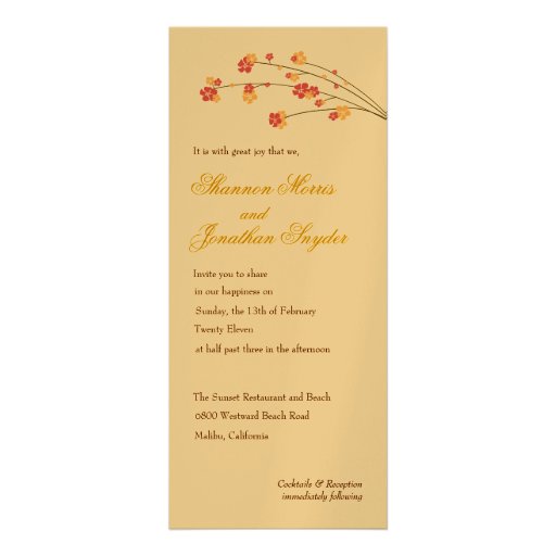 Cherry Blossoms Wedding or Shower Invitation
