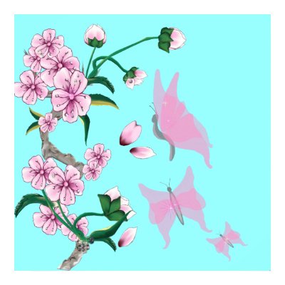 Cherry Blossoms with Pink Butterflies Poster by Lotacats