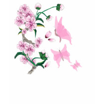 Cherry Blossoms with Pink Butterflies T-Shirt by Lotacats Cherry Blossoms with Pink Butterflies T-Shirt