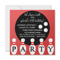 Cherry Bomb Red Pin Party Bowling Birthday Party Personalized Invitation