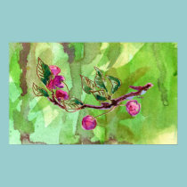 Cherry Branch on green posters