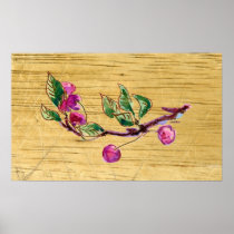 Cherry Branch on wood posters
