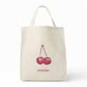 Cherry (Cerise) Organic Grocery Tote Bag by ericar70 Cherry (Cerise) Organic Grocery Tote Bag