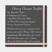 Cherry Coconut Truffles Recipe Magnet ribbon