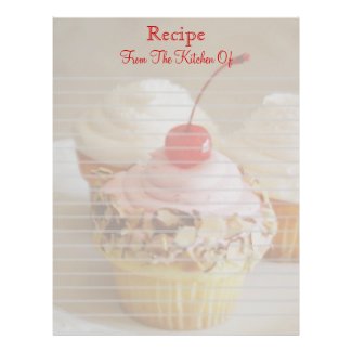 Cherry Cupcake Lined Recipe Letterhead