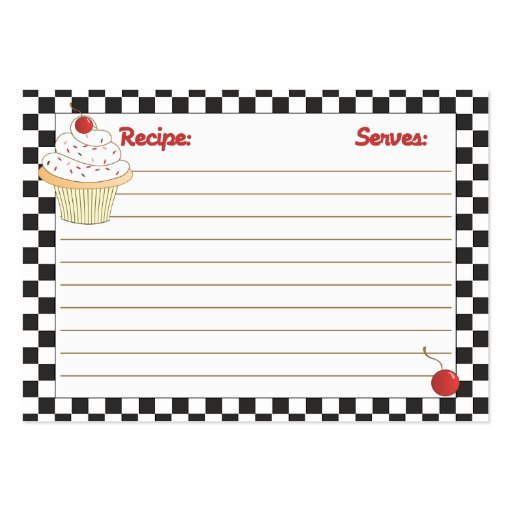 Cherry Cupcake Mini Recipe Cards Business Card Template (front side)