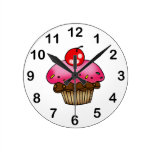 cherry cupcake round clocks