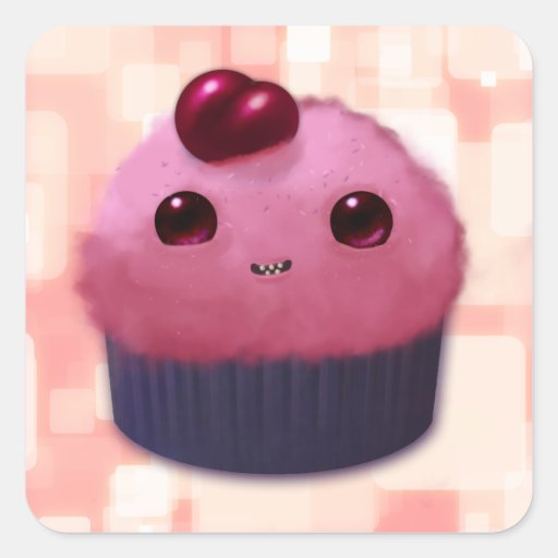Cherry Cupcake Square Stickers