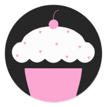 cherry cupcake round sticker