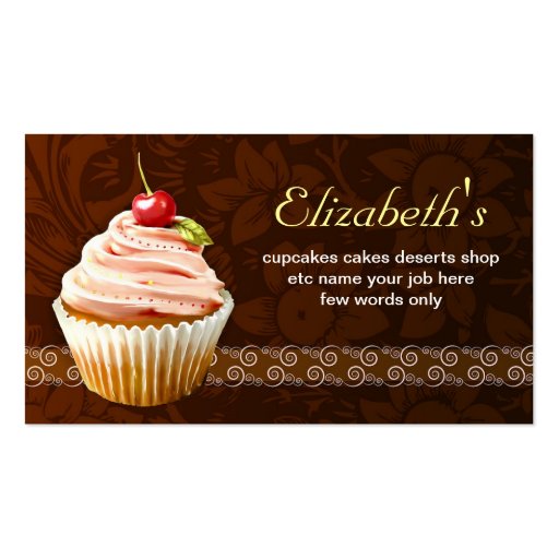 cherry cupcake sweet cute business card (front side)